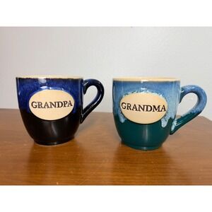 Burton+Burton Coffee Mug Set Grandpa Grandma Glazed Ceramic Stoneware set of‎ 2
